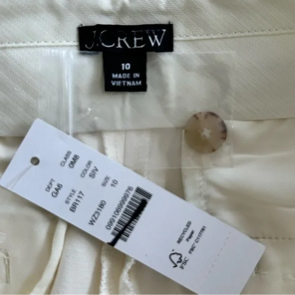 NEW J. CREW High-rise trouser short in city twill in Cream Size 10